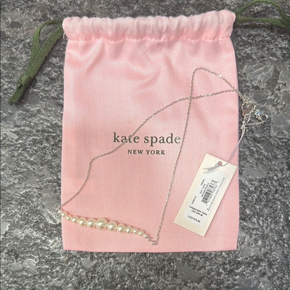 NWT Kate Spade Pearl Necklace silver